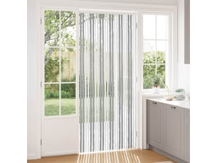 Rideau anti-insectes, moustiquaire en chenille gris et blanc 100 x 230 cm cf43452