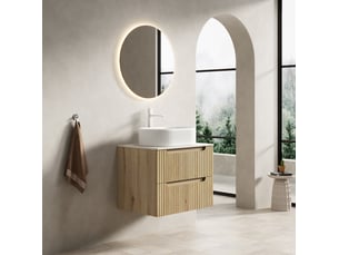 Meuble rangement suspendu double tiroirs 60 cm pierre frittée céramique blanc homvra