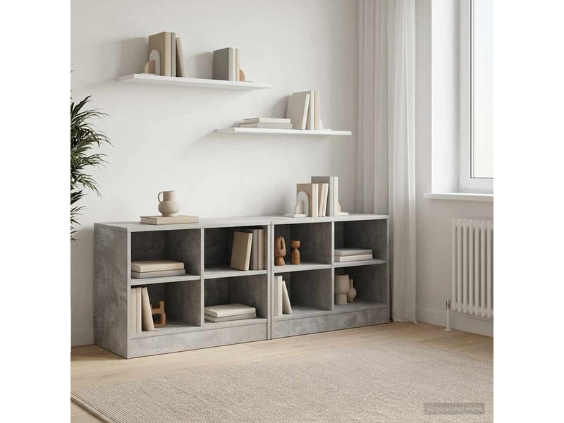  Armoire de lit avec étagère 2 pièces gris béton 66x33x48 cm  - Conforama B
