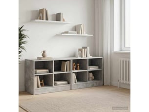 Armoire de lit avec étagère 2 pièces gris béton 66x33x48 cm