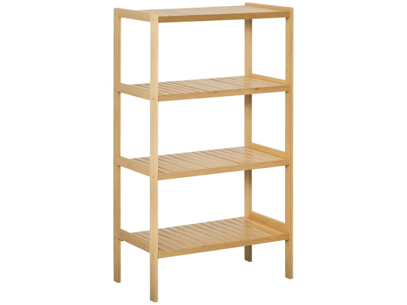  Étagère de rangement, étagère en bambou à 4 niveaux, bibliothèque pour salon, chambre et bureau,62 x 33 x 112 cm, bois naturel  - Conforama B