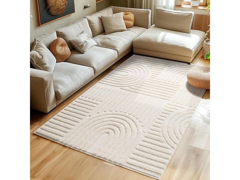 Tapis à relief lena crème 120x170cm ART1201701121CREAM - Conforama C