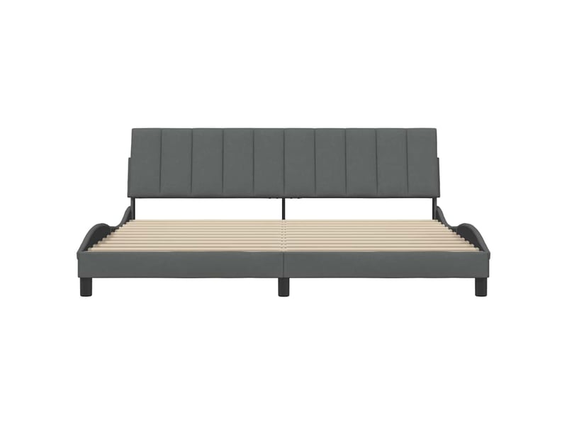  Lit double- lit adulte -  cadre de lit sans matelas hanko gris foncé 200x200 cm tissu  - Conforama C
