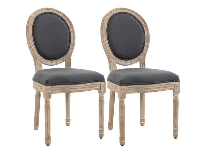  Lot de 2 chaises de salle à manger en tissu aspect lin gris et bois naturel, 49 x 56 x 96 cm  - Conforama A