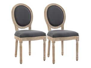 Lot de 2 chaises de salle à manger grises et couleur bois naturel, 49 x 56 x 96 cm