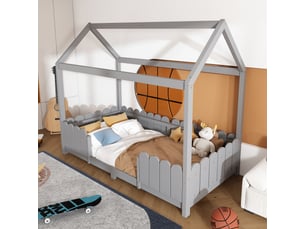 Lit cabane 90x200 cm <strong>HAUSS SPOLE</strong>  <strong></strong> coloris gris