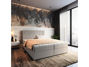 Lit avec rangement 180x200 cm <strong>MASSENO</strong> <strong></strong> coloris beige