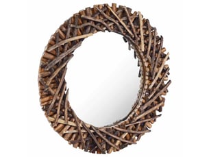 Miroir rond(e) à fixer coloris marron <strong></strong>  <strong></strong> - 60 cm x 60 cm