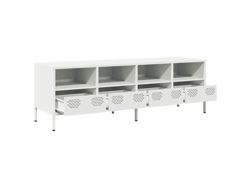  Meuble tv - banc tv - meuble de rangement blanc 135x39x43,5 cm acier laminé à froid  - Conforama E