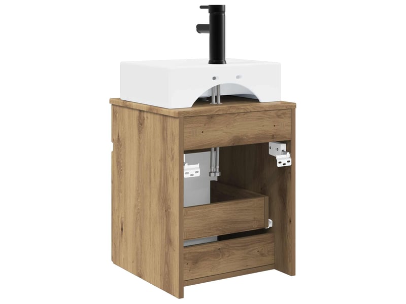  Meuble-sèche avec évier mural chêne artisanal 39x41x62.5 cm  - Conforama D