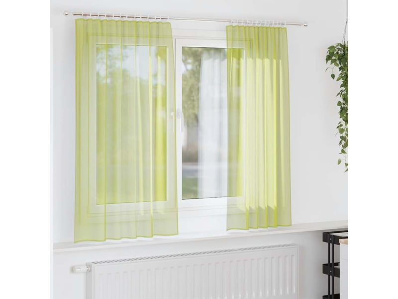  Lot de 2 rideaux en voile, voilages à œillets vert pomme cf44287  - Conforama B