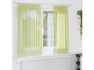 Lot de 2 rideaux en voile, voilages à œillets vert pomme cf44287