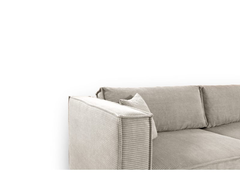  Canapé d'angle convertible en velours côtelé keymon beige (poso 100)  - Conforama D
