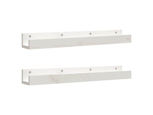 Lot de 2 étagères murales, étagères suspendues blanc 80x12x9 cm bois de pin massif cf43095