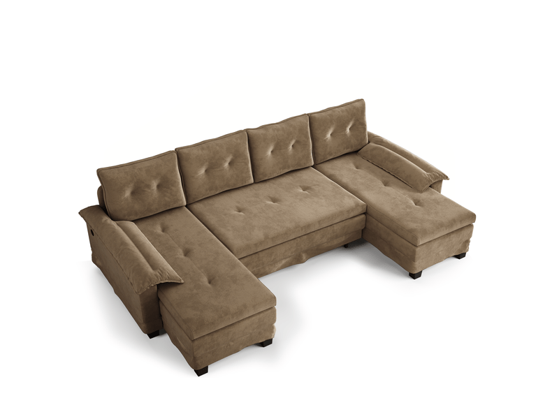  Canapé panoramique en u convertible 278 cm en tissu chenille kaki, lit gigogne, port... IKSETERA TRADING LTD - Conforama D