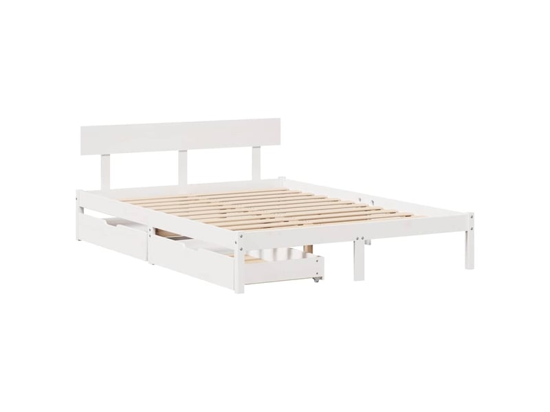  Lit double- lit adulte -  cadre de lit sans matelas blanc 120x200 cm bois de pin massif  - Conforama B