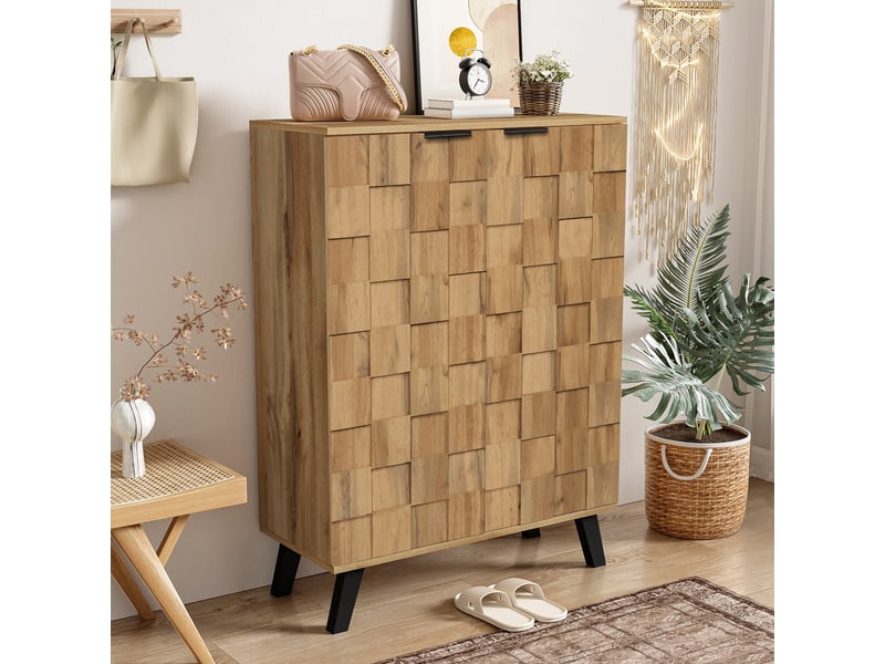  Meuble à chaussures 5 niveaux avec étagères réglables pour entrée en panneaux de particules 80,5×35×109,5 cm bois  - Conforama B
