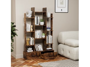 Bibliotheque coloris  marron 12 étagère(s) WISHDOR  - 86 cm x 140.5 cm