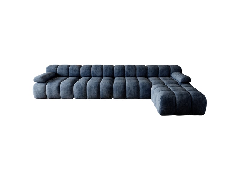 Canapé d'angle modenvie en l 5 places 400 x 200 cm chenille bleu - Conforama A