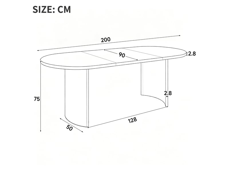  Table à manger 200x90x75 cm, 6 à 8 personnes, angles arrondis, plateau 28 mm pieds courbés mdf chêne clair  - Conforama C
