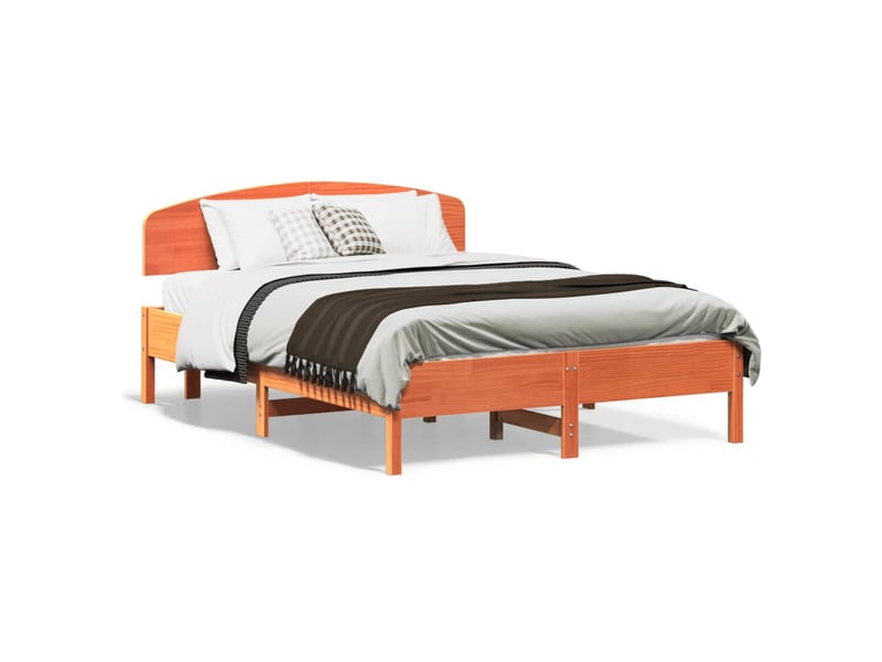  Lit double- lit adulte -  cadre de lit sans matelas  marron 120x190cm bois pin massif  - Conforama A