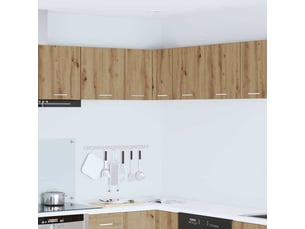 Meuble de rangement cuisine, armoire suspendue chêne artisan et blanc 57x57x40cm