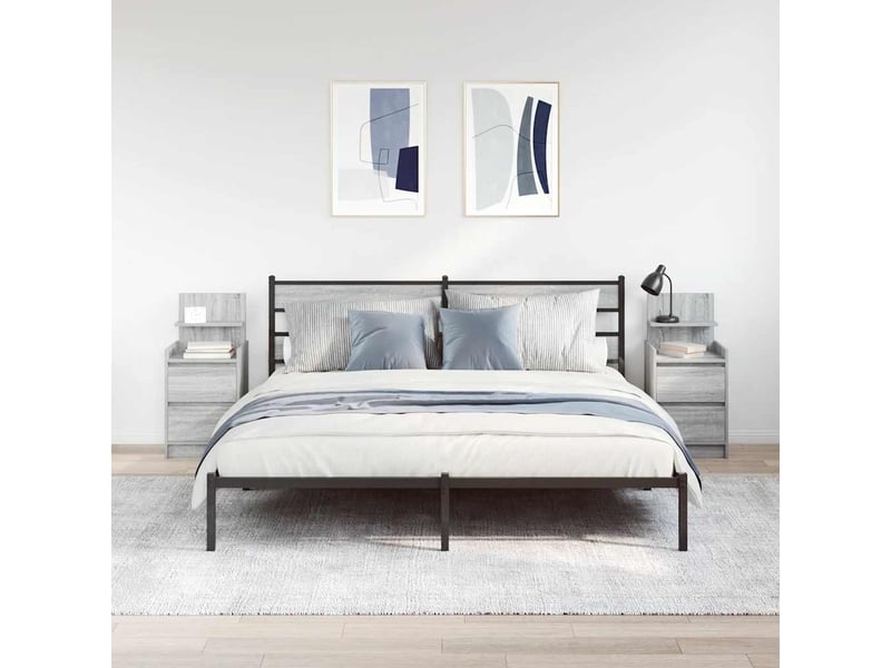  Lot de 2 tables de chevet - cabinet de chevet - table de nuit avec 2 tiroirs sonoma gris 38x34x80 cm  - Conforama B