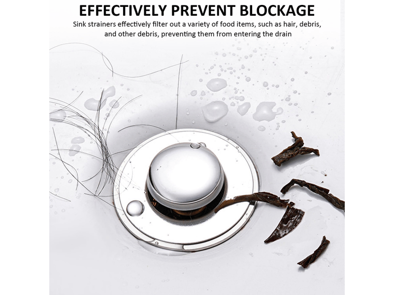  Crépine d'évier en acier inoxydable, bouchon de vidange d'évier à poussoir, longue, 1 pièce  - Conforama D