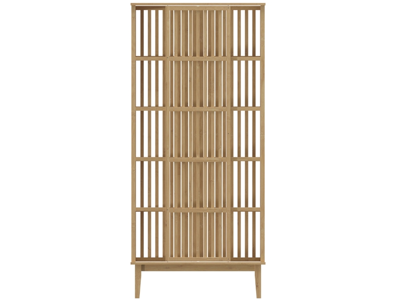  Armoire en bambou à 5 étagères et porte coulissante, design ajouré, bois naturel  - Conforama B
