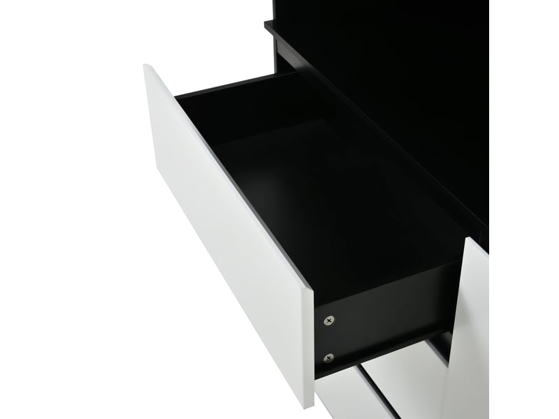  Meuble de cuisine muvano, buffet haut blanc et noir avec led, 6 portes et 3 tiroirs, largeur 120,5 cm  - Conforama R