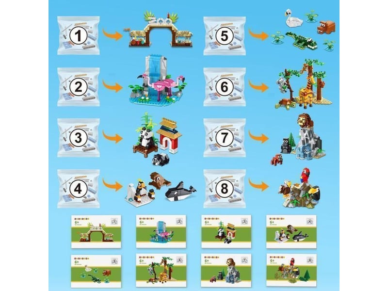  Kit de construction zoo savage 25 en 1 25 animaux 8 habitats avec tapis de jeu 38 x 38 cm 151498_AABBG01049_6_DROPFR - Conforama D