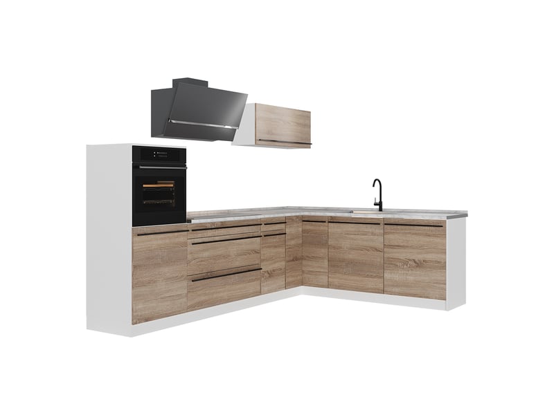  Vicco cuisine en angle, sonomablanc, 287 x cm plan de travail marbre  - Conforama A
