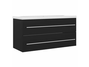 Armoire d'évier avec lavabo intégré, cabinet de salle de bain noir aggloméré cf65595