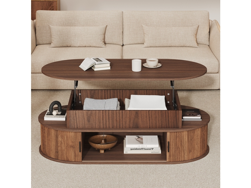  Table basse relevable avec rangement 100 x 50 cm effet noyer evryae  - Conforama C