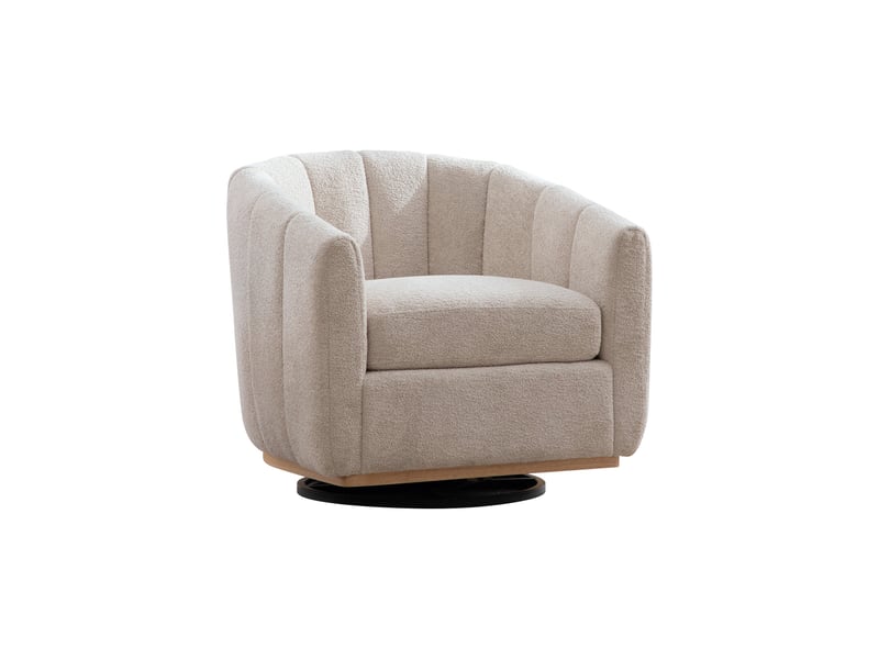 Fauteuil pivotant 360° en chenille beige, design citrouille  - Conforama A
