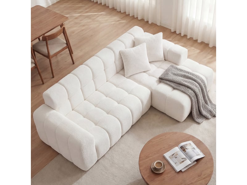 Tcqpz canapé d'angle modulable 249,94 cm velours blanc, modules combinables - Conforama B
