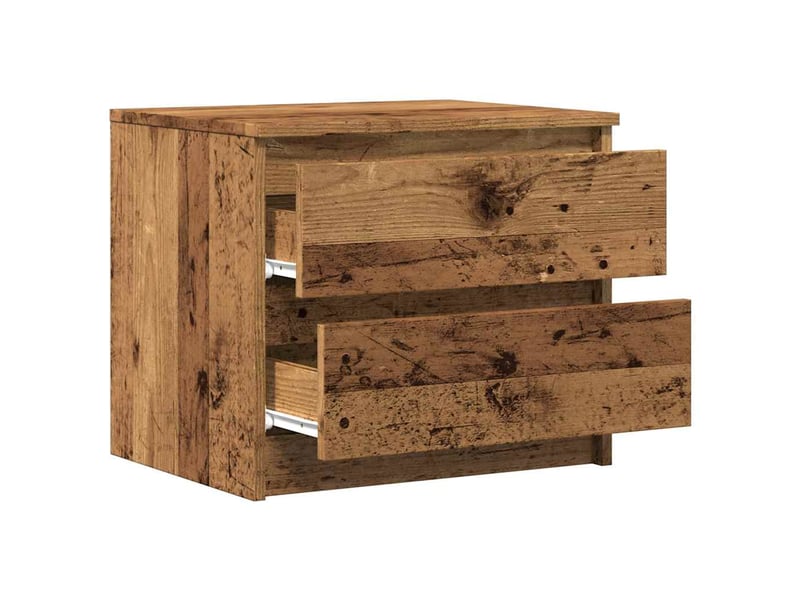  Lot de 2 tables de chevet - cabinet de chevet - table de nuit vieux bois 50x40x43.5 cm bois ingénierie  - Conforama E