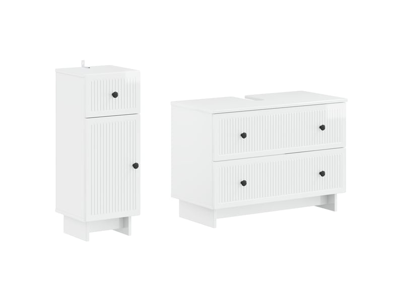  Ensemble de 2 meubles de salle de bain ede blanc brillant cf63130  - Conforama A