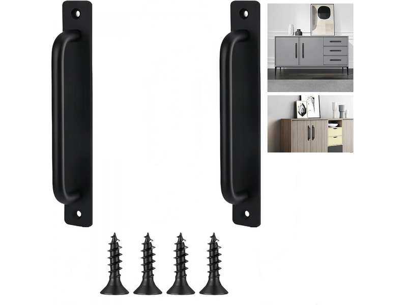  2 poignées pour porte coulissante de grange, pour grange, porte en bois, jardin extérieur, placard (noir, 180 mm)  - Conforama A