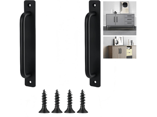 2 poignées pour porte coulissante de grange, pour grange, porte en bois, jardin extérieur, placard (noir, 180 mm)