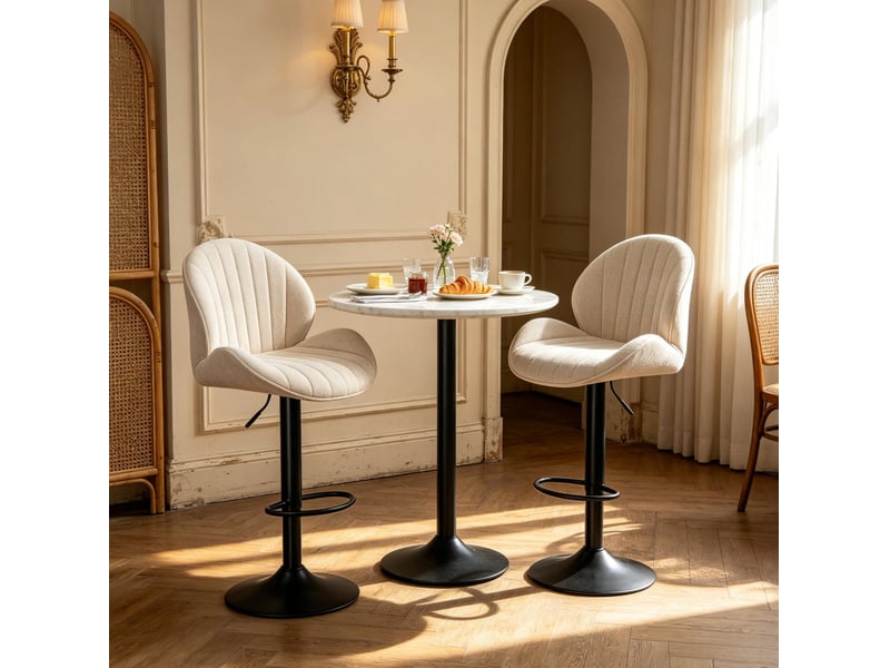  Lot de 2 tabourets de bar réglables en hauteur avec dossier homvra  - Conforama C
