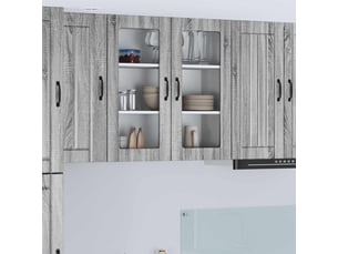 Meuble mural de cuisine, cabinet en verre mural sonoma gris 80x31x80cm