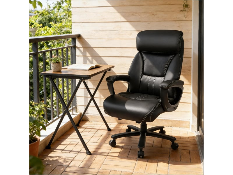  Chaise de bureau ergonomique inclinable à 15° - lpospi - appui-tête, soutien lombaire, polyuréthane noir 72 × 86 × 127 cm  - Conforama C