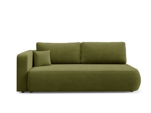 Canapé droit convertible 4 places Tissu vert avec coffre de rangement