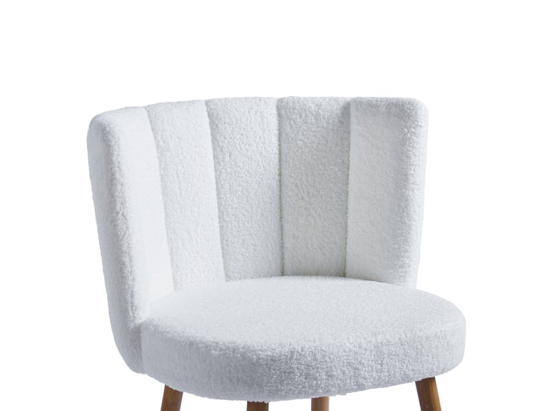  Lot de 2 chaises de salle à manger,60x54x77 cm,tissu teddy,blanc  - Conforama D