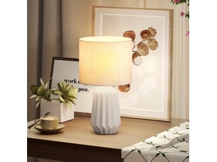 Lampe à poser vintage en céramique avec abat-jour en lin, e27, 22 x 22 x 39 cm homvra