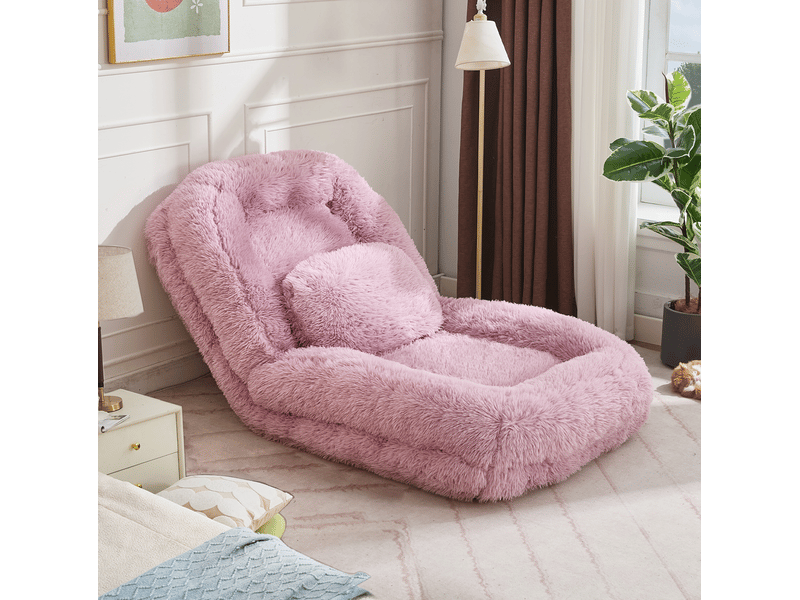 Fauteuil de sol convertible modenvie réglable 5 positions 89 x 102 cm rose  - Conforama D