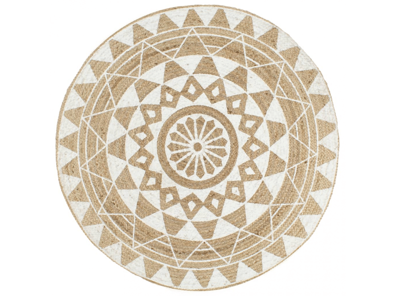  Tapis fait à la main jute avec imprimé blanc 90 cm - comfortxl 133695 - Conforama A