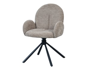 Lot de 2 chaises de salle à manger pivotantes avec accoudoirs en chenille taupe et pieds en métal noir