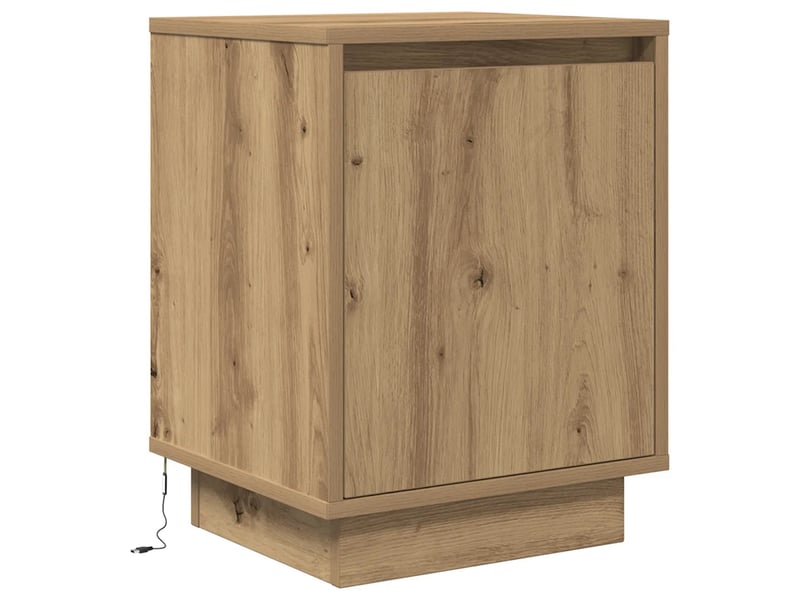  Lot de 2 armoires de chevet avec lumières led rangement 38 x 34 x 50 cm en bois d'ingénierie chêne artisanal 02_0051615  - Conforama C